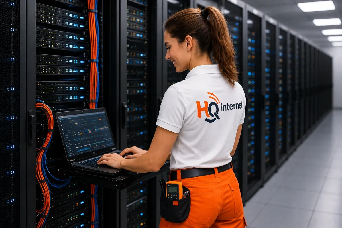 HQinternet engineer werkt aan serverapparatuur in het datacenter